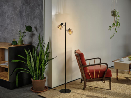 Lampa Stojąca Podłogowa Ozdobna Dekoracyjna 2x E14 Czarna Decor Firefly Osram