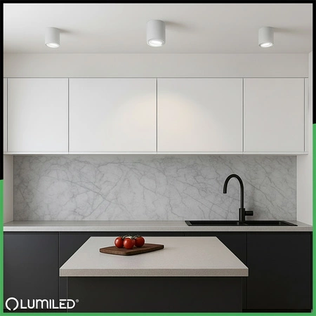 Oprawa Natynkowa HALOGENOWA Spot Tuba Ruchoma LUNDO GU10 LUMILED Okrągła Biała 80mm