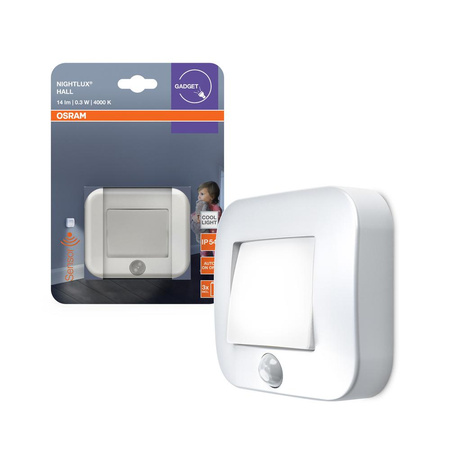 Lampka Nocna Orientacyjna LED Bateryjna z Czujnikiem Ruchu 0.25W 4000K Neutralna 14lm Biała IP54 NIGHTLUX Osram