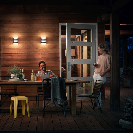 Kinkiet Ogrodowy Lampa Elewacyjna Zewnętrzna LED 6W 450lm 2700K z Czujnikiem Ruchu i Zmierzchu Antracyt IP44 Python Philips