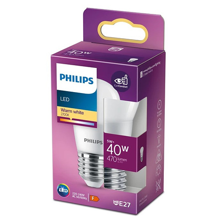 Żarówka LED Kulka E27 P45 4.9W = 40W 470lm 2700K Ciepła PHILIPS