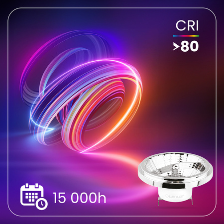 10x Żarówka LED G53 Reflektor AR111 15W = 100W 1521lm 4000K Neutralna 24° 12V Srebrna LUMILED