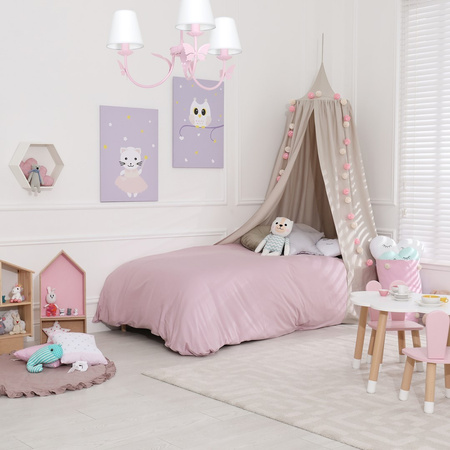 Lampa Sufitowa Żyrandol ALICE Różowa 3xE14 Milagro