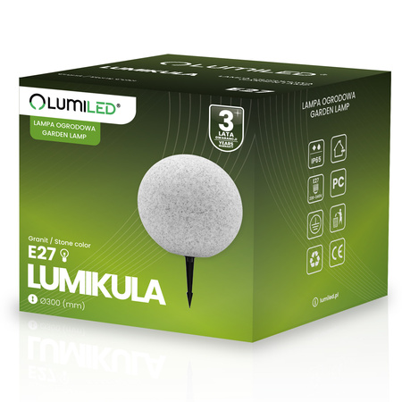 Lampa Oprawa Ogrodowa Zewnętrzna KAMIENNA KULA LED LUMIKULA 30cm E27 IP65 LUMILED