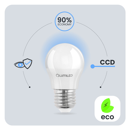 Zestaw 6x Żarówka LED P45 E27 10W = 75W 1055lm 3000K Ciepła 180° Mleczna CCD LUMILED