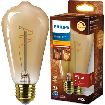 Żarówka LED E27 Edison ST64 3.1W = 25W 270lm 1800K Ciepła CRI90 300° FILAMENT Vintage Bursztynowa Ściemnialna Decorative Philips