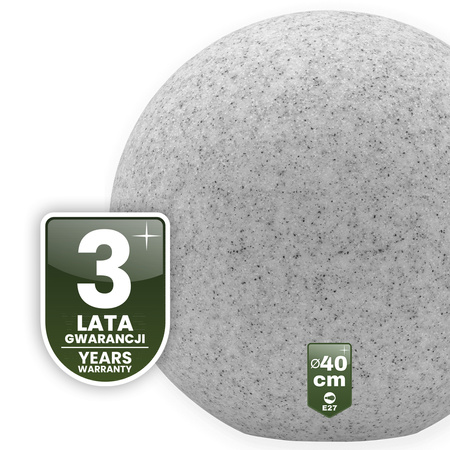 Lampa Oprawa Ogrodowa Zewnętrzna KAMIENNA KULA LED LUMIKULA 40cm E27 IP65 LUMILED