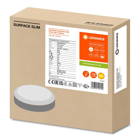 Plafon LED Lampa Sufitowa 19W 2000lm 3000K Ciepła z Czujnikiem Ruchu Zmierzchu Natynkowa Biały 20cm Surface Ledvance