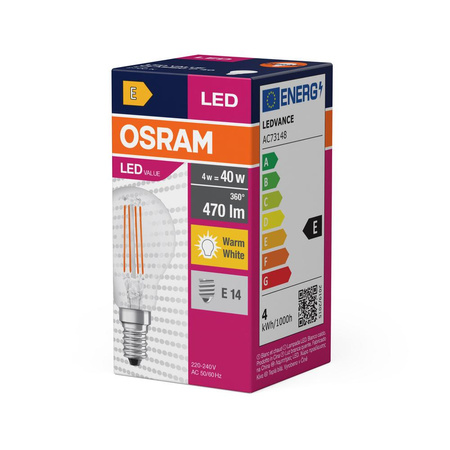 Żarówka LED P45 Kulka E14 4W = 40W 470lm 2700K Ciepła 300° VALUE CLASSIC Osram