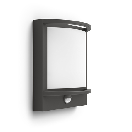 Kinkiet Ogrodowy Lampa Elewacyjna Zewnętrzna LED 12W 1200lm 2700K IP44 z Czujnikiem Ruchu i Zmierzchu Antracyt Samondra Philips