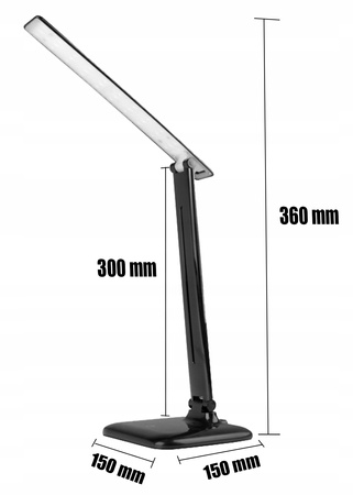 Lampka Biurowa Kreślarska Stołowa LED 9W 4500K Ściemnialna Dotykowa Czarna