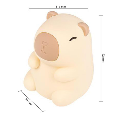 Lampka Nocna Dekoracyjna Kapibara Dziecięca LED 2.5W 18lm 3000K Ciepła RGB 360° Brązowa Masterled