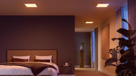 Panel LED Lampa Sufitowa Natynkowa 30x30 cm 25W 1760lm IP20 White and Color Ambiance RGB + TW Biała Inteligentna SMART Zigbee Bluetooth Surimu Philips HUE