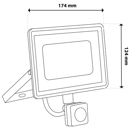 Naświetlacz LED ZONER 50W 5000LM 4000K IP44 Czarny Czujnik Ruchu LUMILED