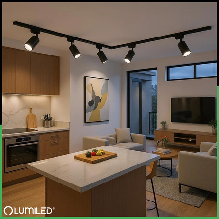 Zestaw Szyna Oświetleniowa Szynoprzewód 1m + 4x Reflektor Szynowy SAGI GU10 Czarno Złoty LUMILED