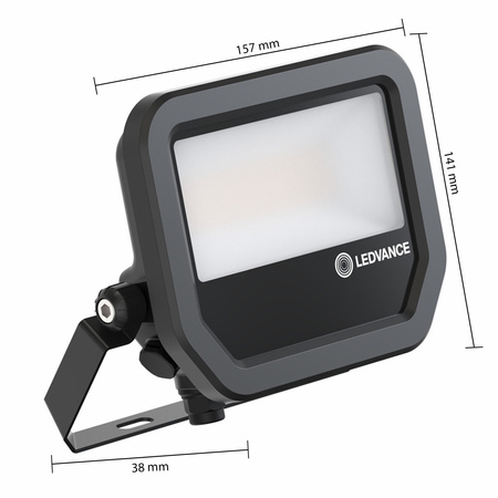 Naświetlacz LED Reflektor Zewnętrzny Lampa 17W 2400lm 4000K IP66 Czarny Floodlight Ledvance