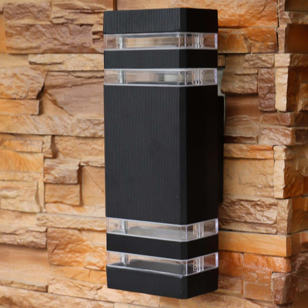 Kinkiet Ogrodowy Elewacyjny Podwójny góra dół VELA II LED 2x GU10 Czarna IP54