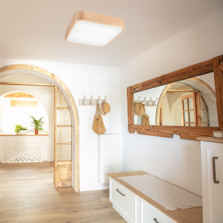 Plafon LED Lampa Sufitowa GASPAR 4xE27 Kwadratowa Drewniana LD-PD-11.2 Lamkur