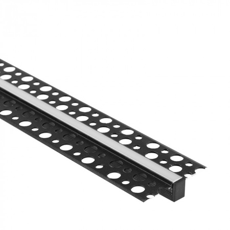 Profil Aluminiowy LED do Płyt GK Gipsowych REGIPS Wpuszczany Podtynkowy Czarny 1m z Kloszem Mlecznym do Taśm LED + Zaślepki seria GPW Ecolight