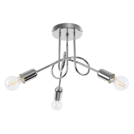Lampa Sufitowa Oprawa Natynkowa Wisząca Zwis 3x E27 Żyrandol Nieregularna Chrom Industrialna Supeł Sollux