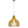 Lampa Wisząca Oprawa E27 Drewniany klosz z chromowym wykończeniem okrągła 35x45cm VT-3450 V-TAC