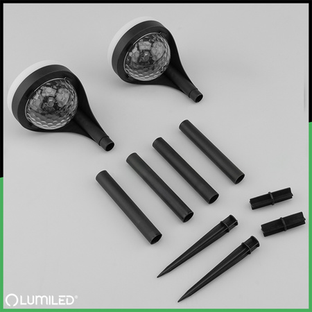 2x Lampa Solarna Ogrodowa LED LILA Wbijana Zewnętrzna Dekoracyjna 3000K LUMILED