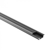 Profil Aluminiowy LED Wpuszczany Podtynkowy Czarny 1m z Kloszem Czarnym do Taśm LED + Zaślepki seria P Ecolight