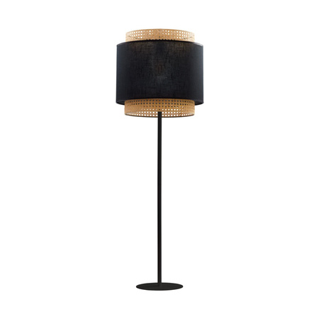 Lampa Podłogowa Stojąca BOHO BLACK Rattanowa Czarna Styl Boho 145cm E27 5568 TK Lighting