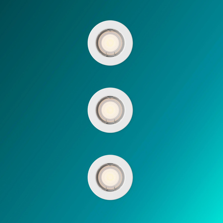 3x Oprawa Podtynkowa Wpuszczana LED GU10 Stała Aluminiowa Okrągła Biała Peridot Philips