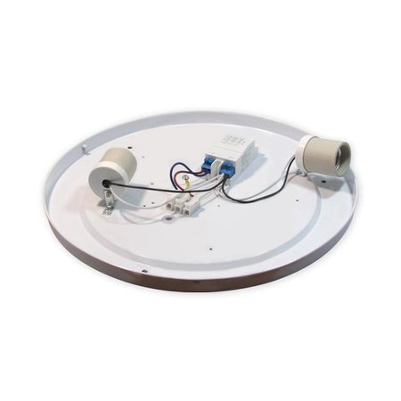 Plafon LED Lampa Sufitowa 2x E27 z Czujnikiem mikrofalowym SOLEN okrągly srebrny