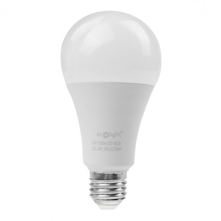 Żarówka LED A60 E27 20W 1800lm 4000K Neutralna Ecolight