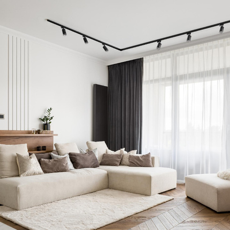 Zestaw Szynowy Szynoprzewód Szyna Listwa 1-Fazowa + 6x Reflektor GU10 Czarna PARIS Sanico Goldlux