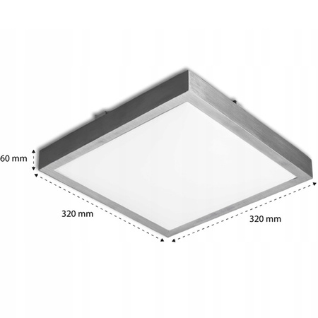 Plafon natynkowy Panel LED 18W 4000K Srebrny Solen IP44 Kwadratowy