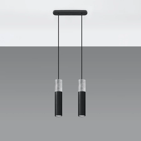Lampa Sufitowa Wisząca Zwis 2x GU10 Tubularna Czarna Szara Nowoczesna Borigio Sollux