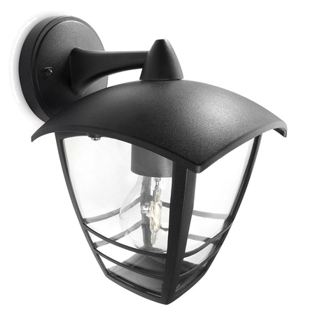 Lampa Ogrodowa LED Kinkiet Elewacyjny CREEK myGarden E27 IP44 Latarnia do Dołu Czarna PHILIPS