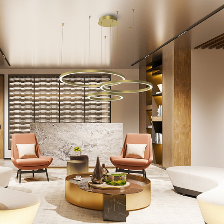 Lampa Wisząca Sufitowa GALAXIA Złota 85W LED Okręgi Milagro