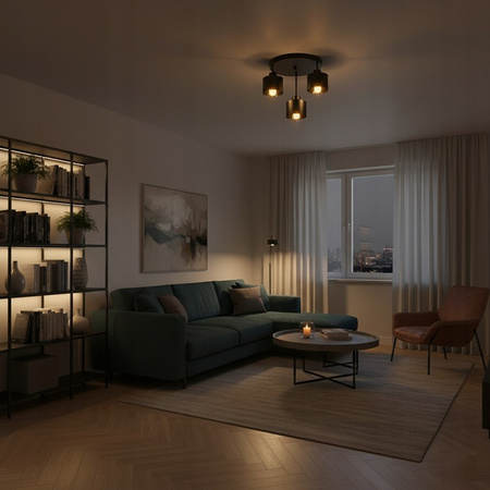 Kinkiet Ścienny Lampa Natynkowa E27 Okrągły Czarny Elza Masterled