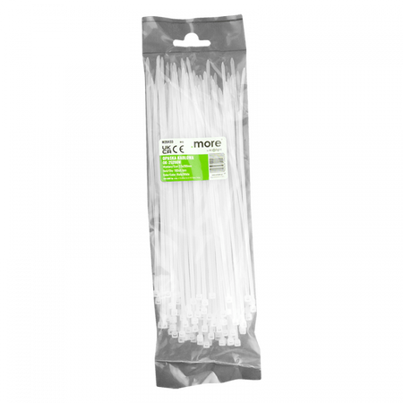 Opaski Zaciskowe Kablowe 2.5x200 mm Białe TRYTYTKI TRYTKI ZIPERKI OK-25200W .MORE 100 szt.