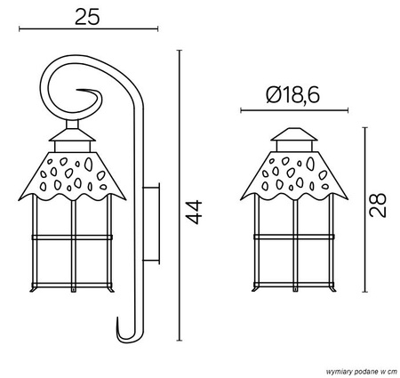 Lampa Ogrodowa Zewnętrzna Elewacyjna KINKIET LED Toledo K 3012/1/R E27 Su-Ma