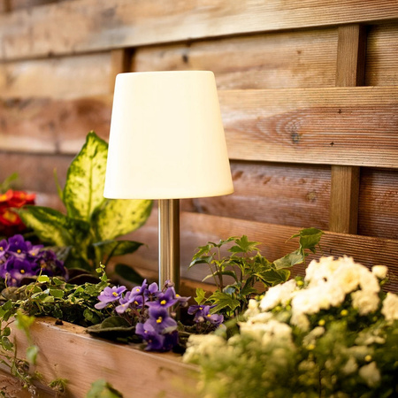 Lampa Ogrodowa LED Solarna Wbijana biały/chrom mat 41cm 4000K RUMBA GOLDLUX (Polux)