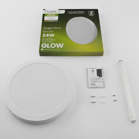 Oprawa Natynkowa Lampa LED Sufitowa 24W Okrągła 4000K GLOW Biała LUMILED