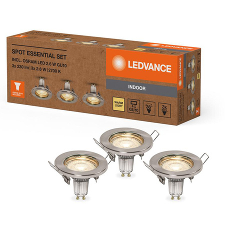 Panel LED Oprawa Podtynkowa Wpuszczana 2.6W 230lm 3000K Ciepła Nikiel Oczko Spot Recess Essential Ledvance
