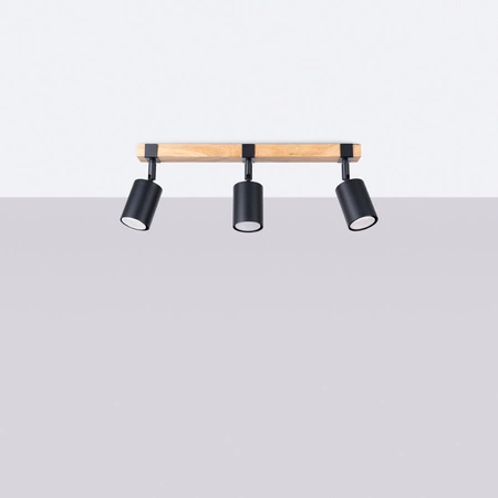 Lampa Sufitowa Oprawa Natynkowa SPOT TUBA Reflektor 3x GU10 Tubularna Czarna Brązowa Skandynawska Fager Sollux
