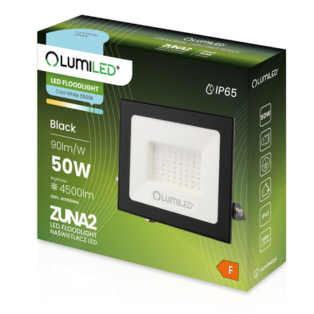Naświetlacz LED ZUNA2 50W 4500lm 6500K IP65 Czarny LUMILED