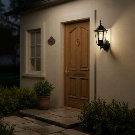 Kinkiet Ogrodowy Elewacyjny Zewnętrzny E27 LATARNIA do GÓRY Czarna BELLIS LUMILED