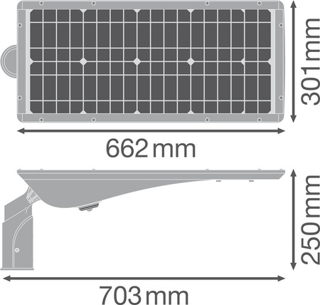 Lampa Solarna Uliczna LED Oprawa Drogowa Ściemnialna 20W 3600lm 3000K IP65 Szary z Czujnikiem Ruchu Streetlight Solar Ledvance