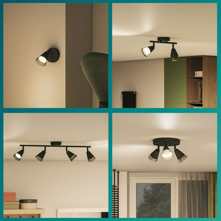 Lampa Sufitowa Reflektor Natynkowy 3x GU10 Czarna Cleft Philips