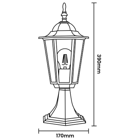 Lampa Ogrodowa Zewnętrzna E27 SŁUPEK LATARNIA 39cm Czarna BELLIS LUMILED