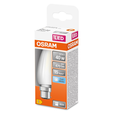 Żarówka LED B35 Świeczka B22d 4W = 40W 470lm 4000K Neutralna 300° Retrofit Filament CLASSIC Osram