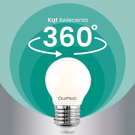 Żarówka LED E27 Kulka P45 2,2W 470lm = 40W 2700K Ciepła 360° Filament KLASA A LUMILED